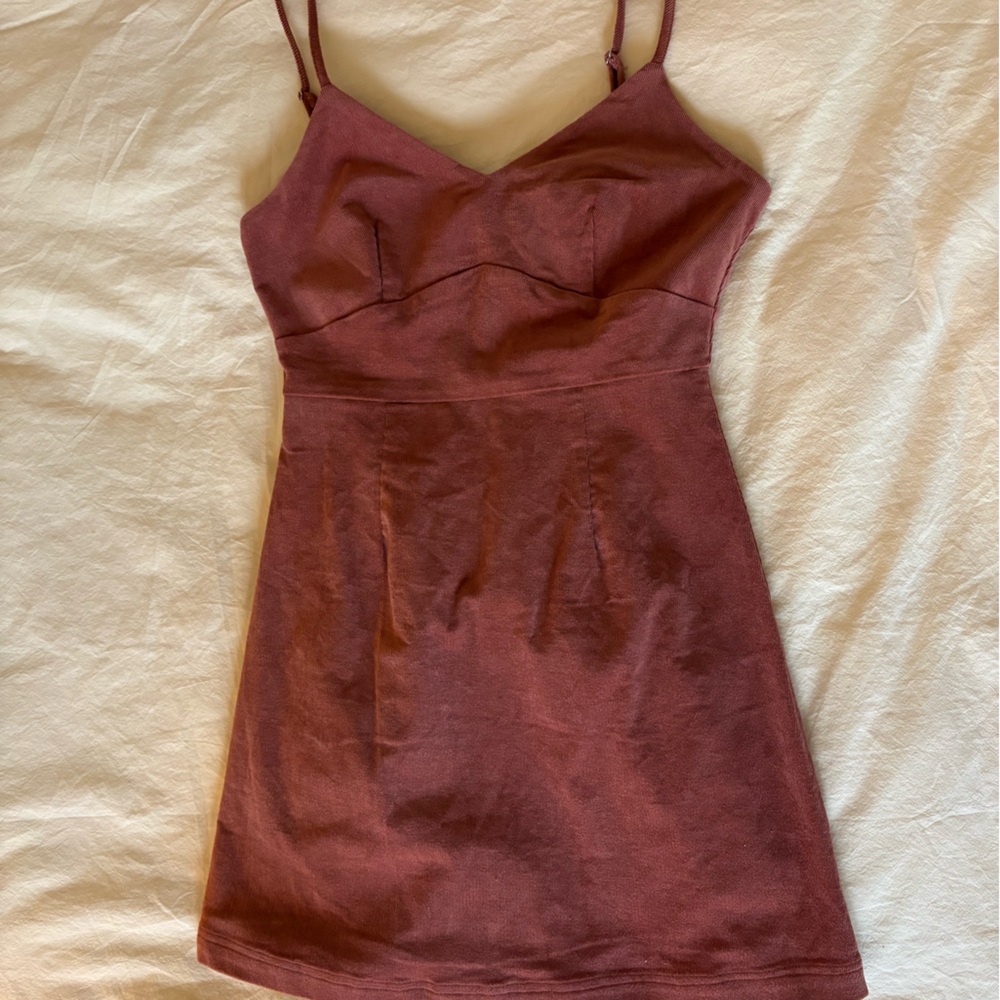 Lulu's Terracotta Strapless Corduroy Dress